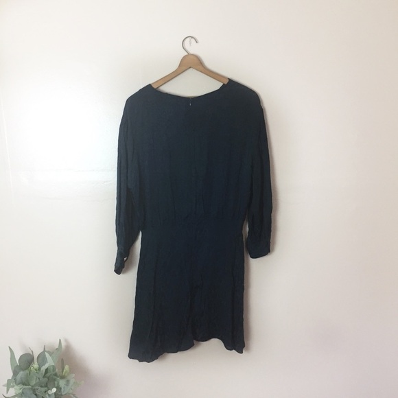 [Zara] Dark Blue Animal Print Long Sleeve Dress - Picture 10 of 11